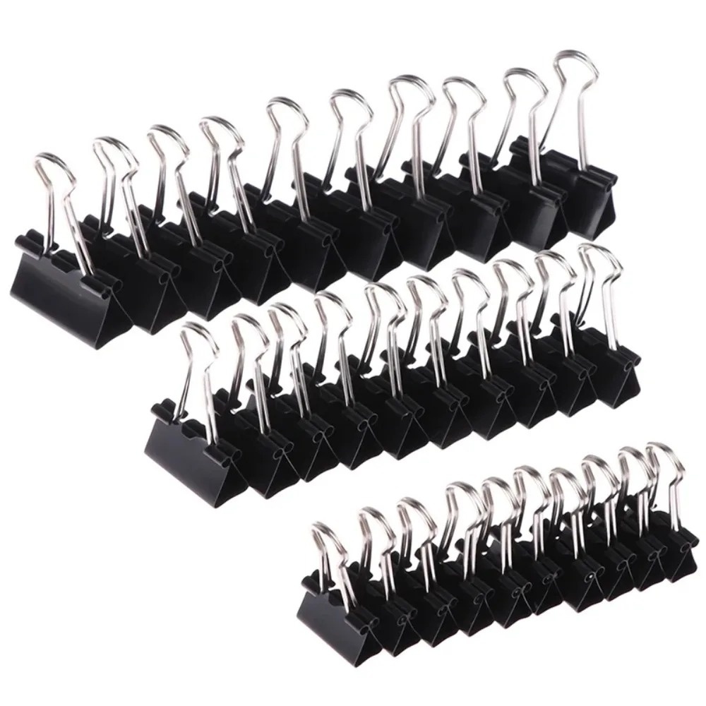 Binder Clip Assorted - 10 Clips Metálicos Plegables Negros de