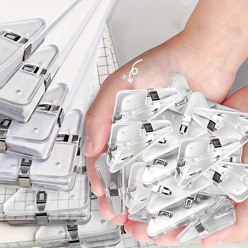 Binder Clip Assorted - Juego de clips triangulares transparentes de