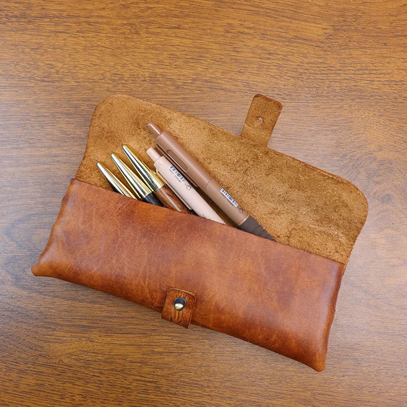 Estuche para lápices de cuero  - Tan Stationery & Office Supply reseña y precio