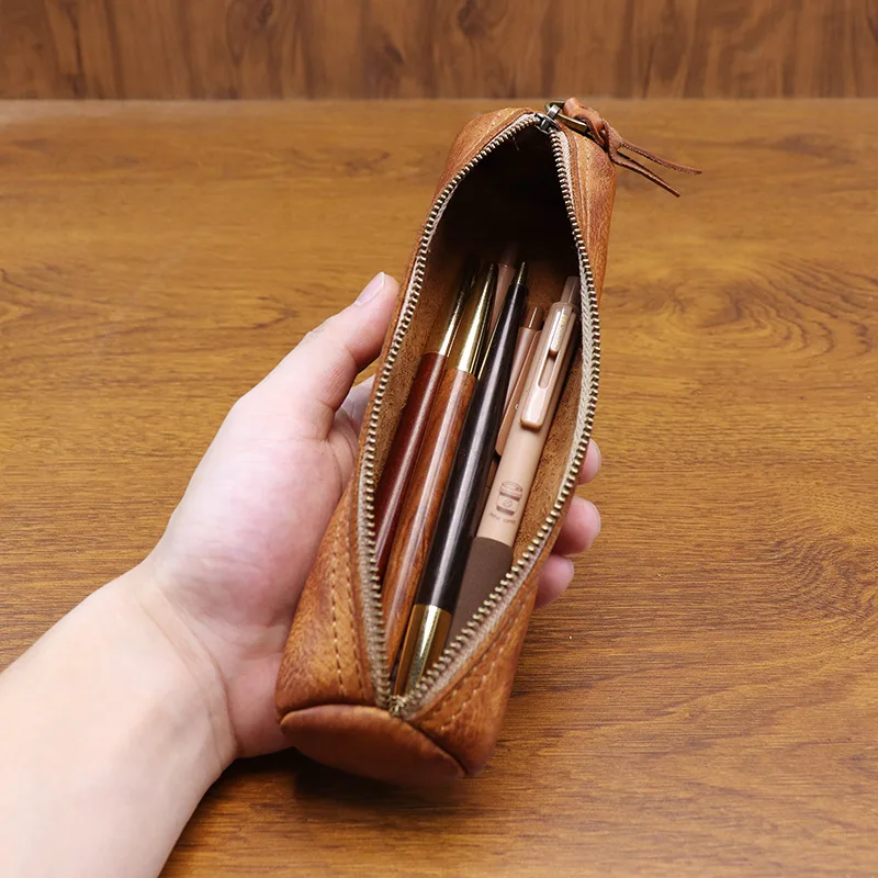 Estuche para lápices de cuero  - Tan Stationery & Office Supply reseña y precio
